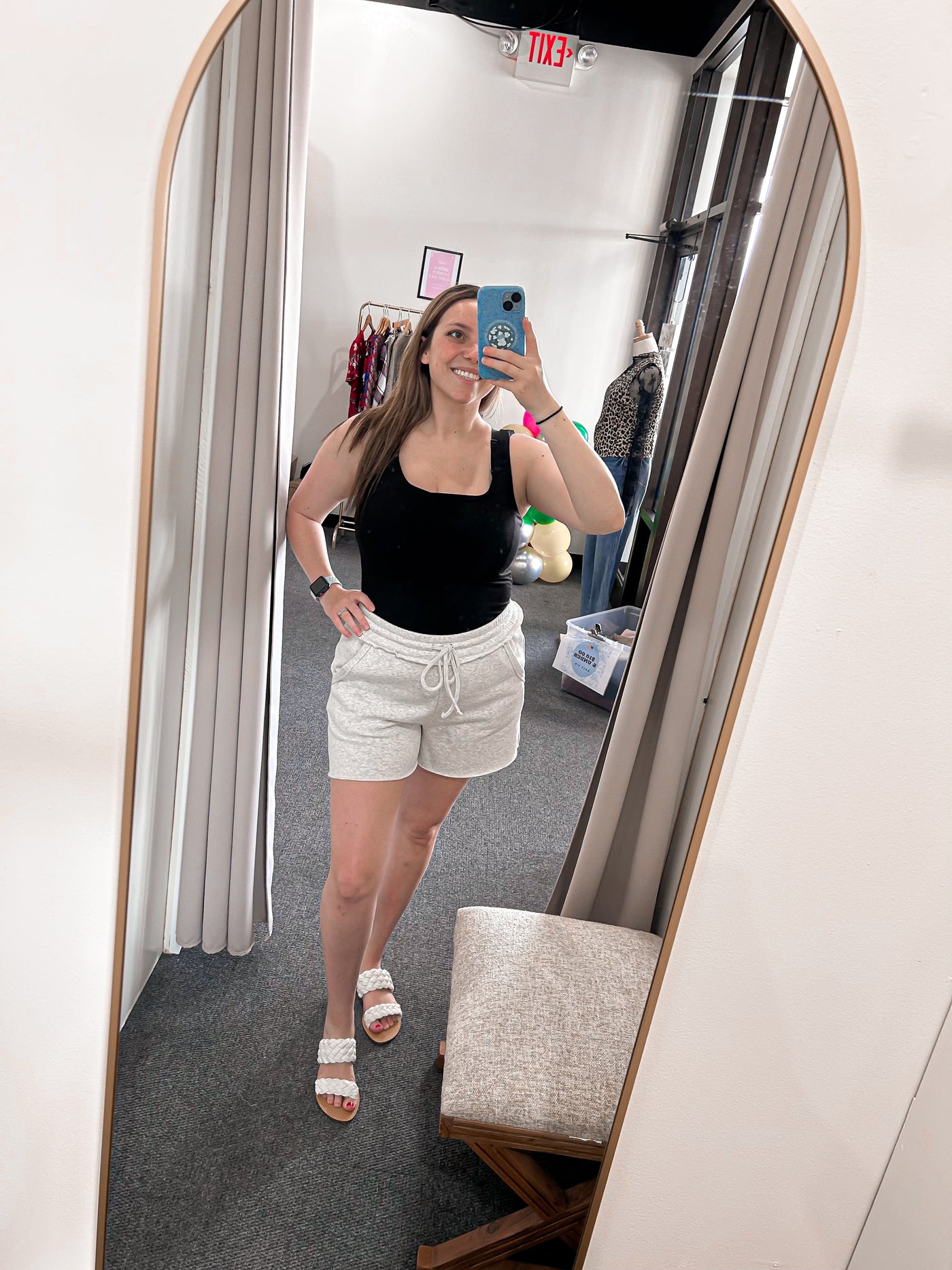 High Waisted Fleece Shorts - H Grey- FINAL SALE