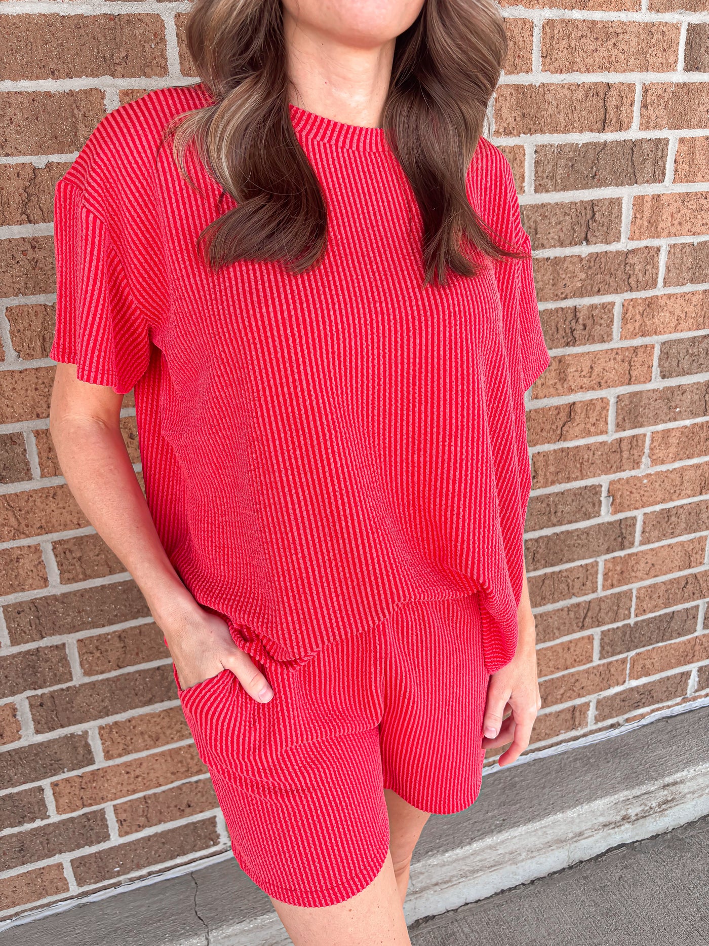 Corded Two Piece Set - Red