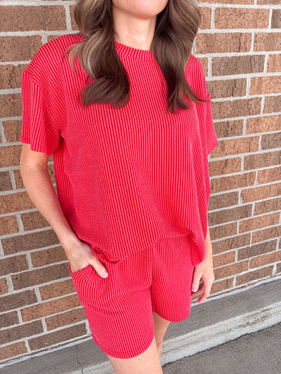 Corded Two Piece Set - Red