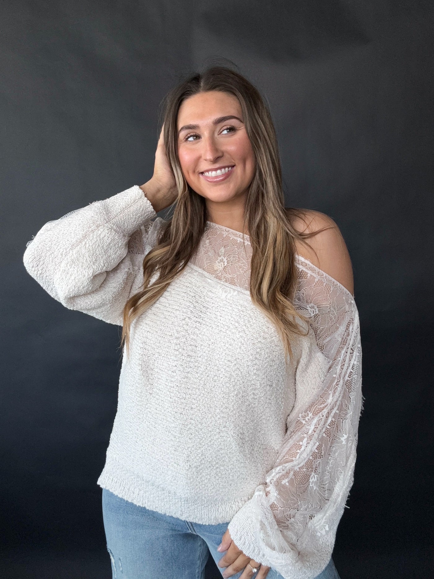 Kenzie Lace Trim Sweater Pullover