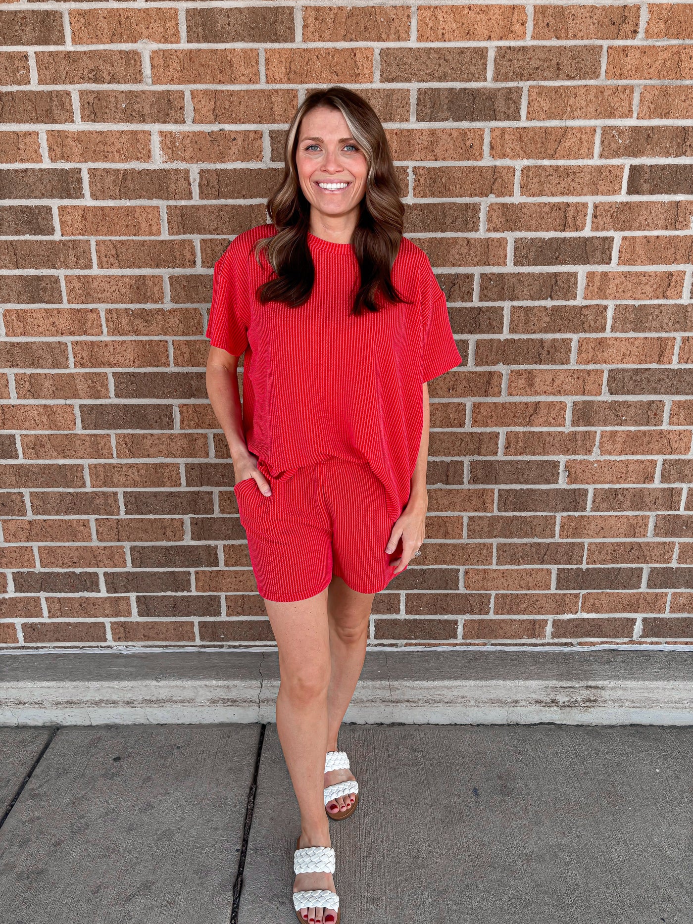 Corded Two Piece Set - Red