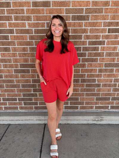 Corded Two Piece Set - Red