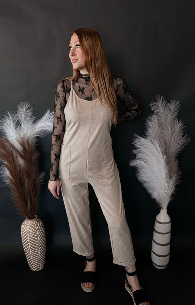 Cotton Relaxed Jumpsuit - Dk Oatmeal