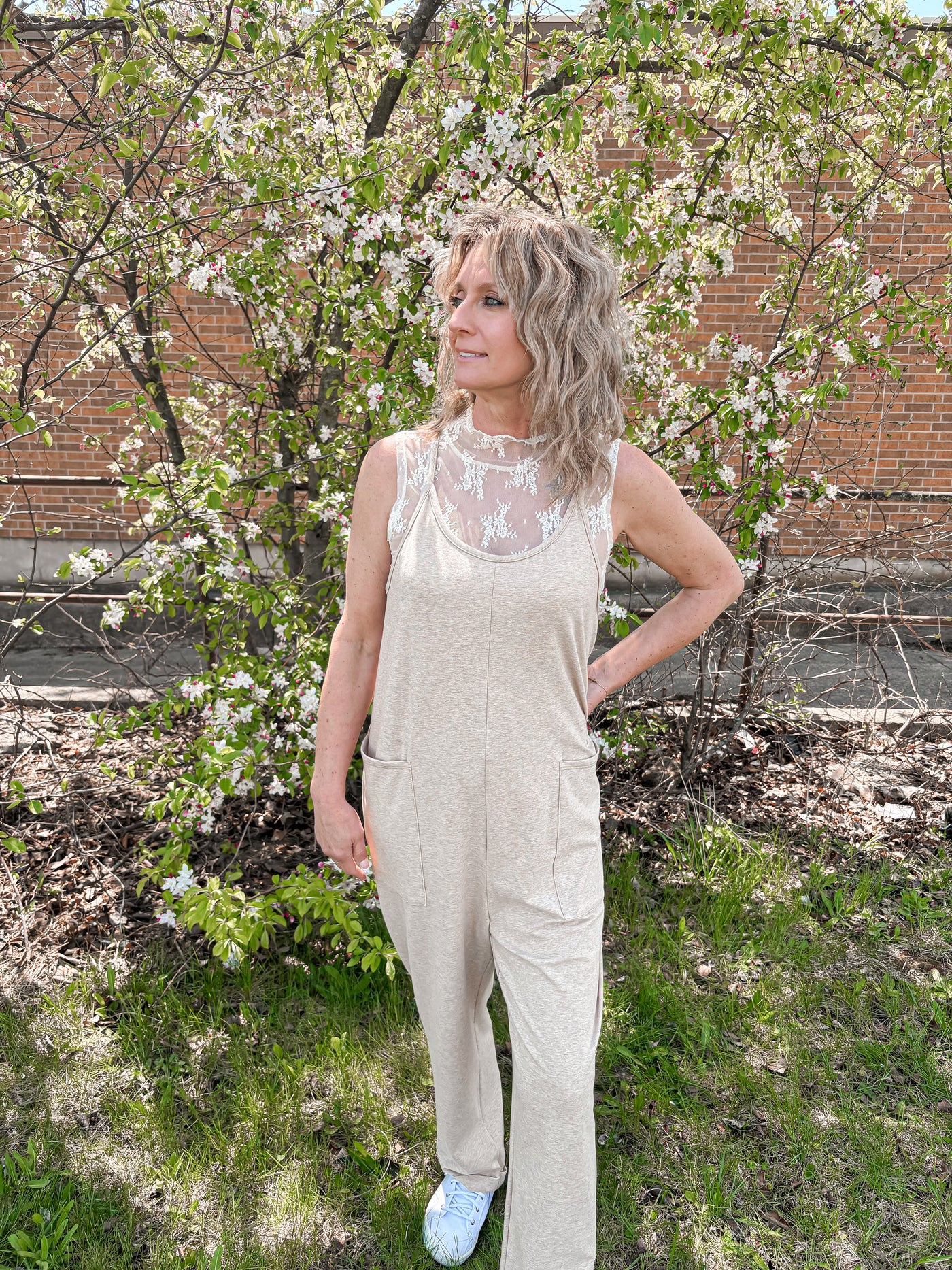 Cotton Relaxed Jumpsuit - Dk Oatmeal