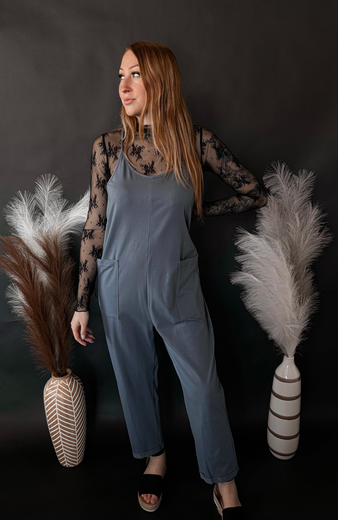 Cotton Relaxed Jumpsuit - Slate