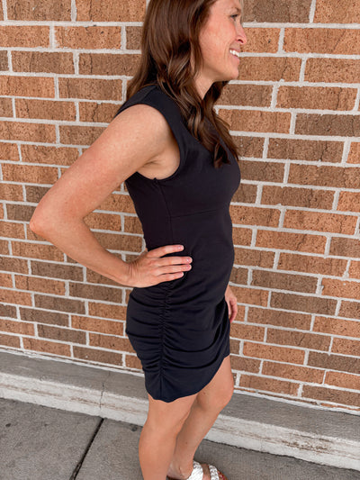 Everyday Casual Ruched Dress - Graphite