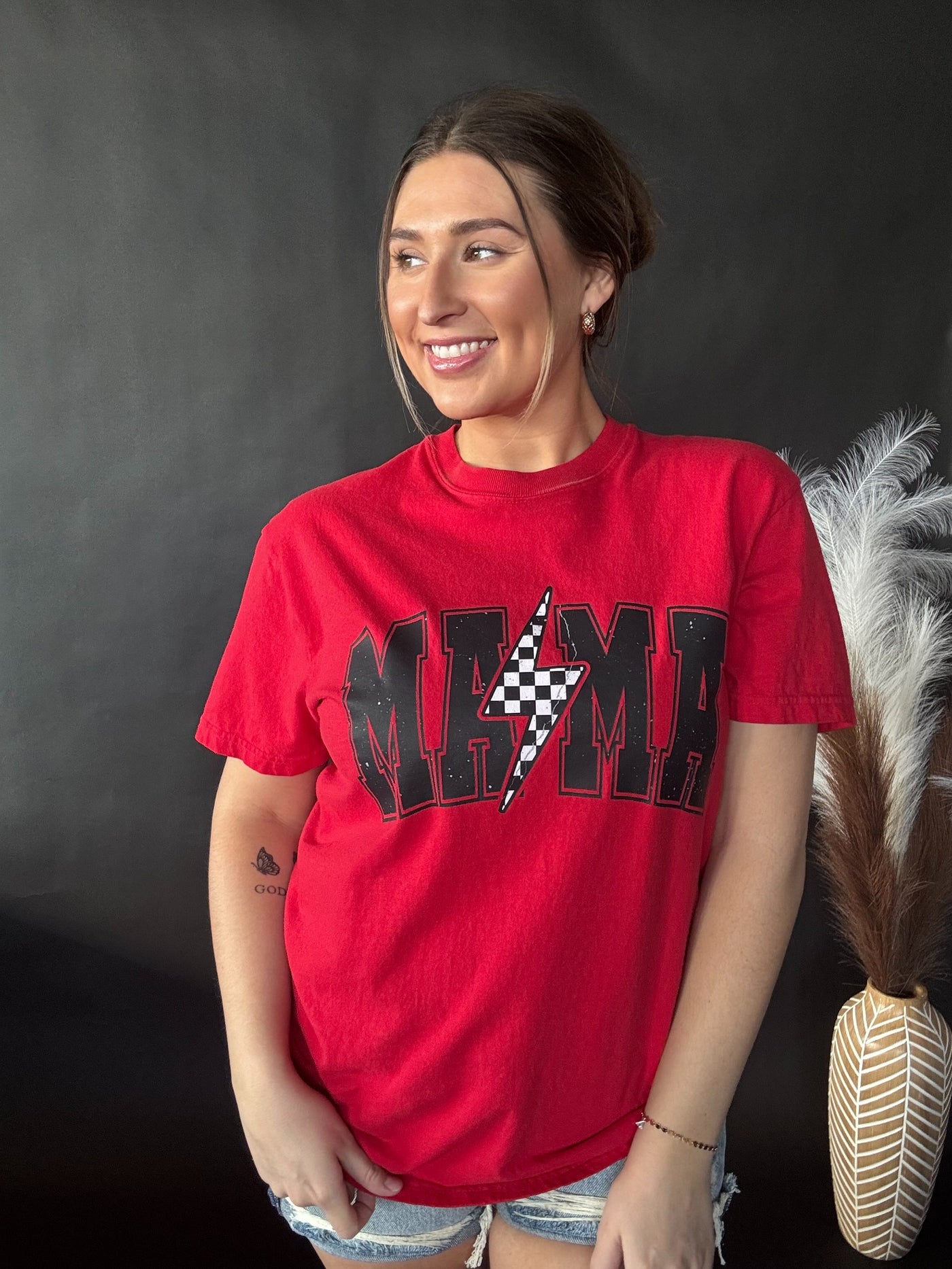 Mama Checkered Bolt Tee