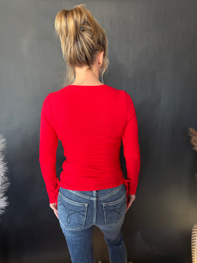 Paige Crew Neck Knit Top - Red