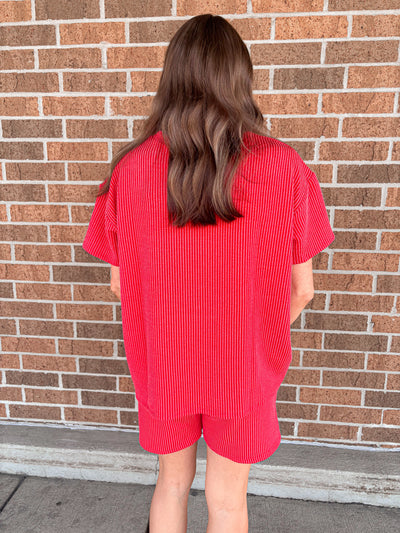 Corded Two Piece Set - Red