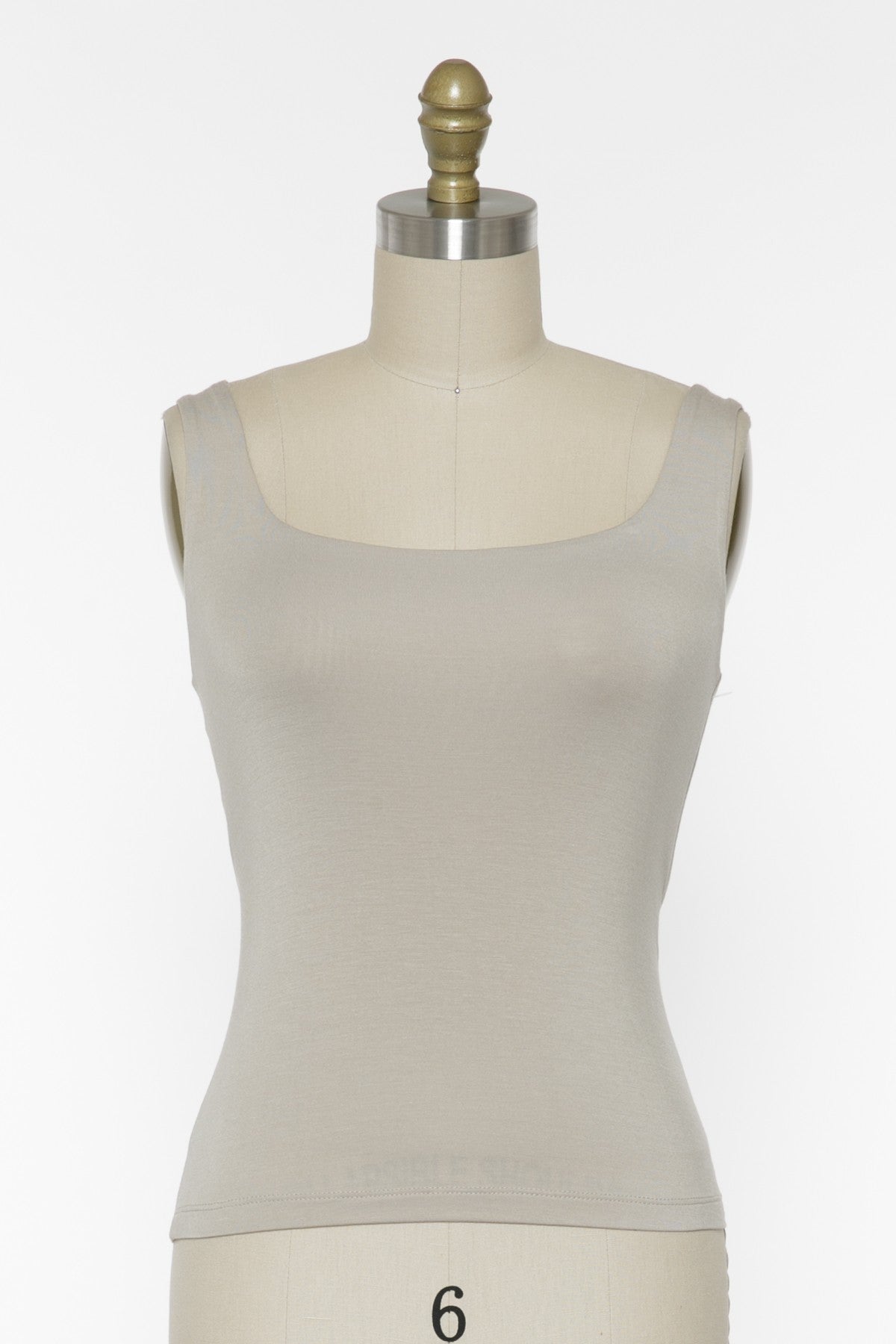 Double Layer Square Neck Tank Top - Fog