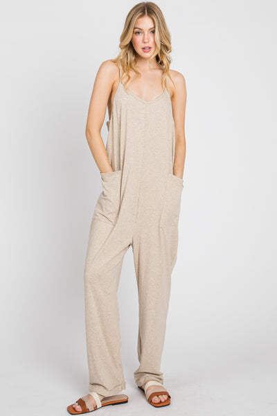 Cotton Relaxed Jumpsuit - Dk Oatmeal