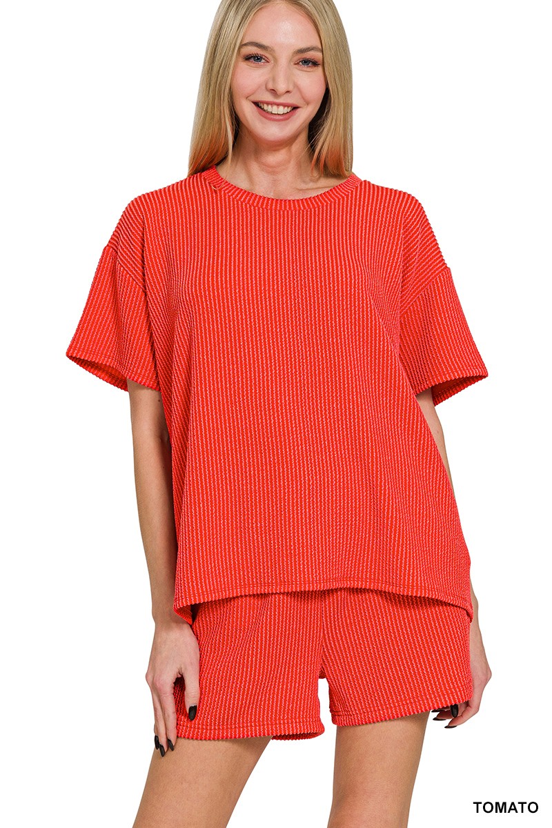 Corded Two Piece Set - Red
