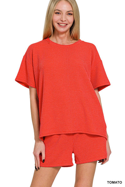Corded Two Piece Set - Red