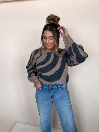 Zebra Print Knit Sweater