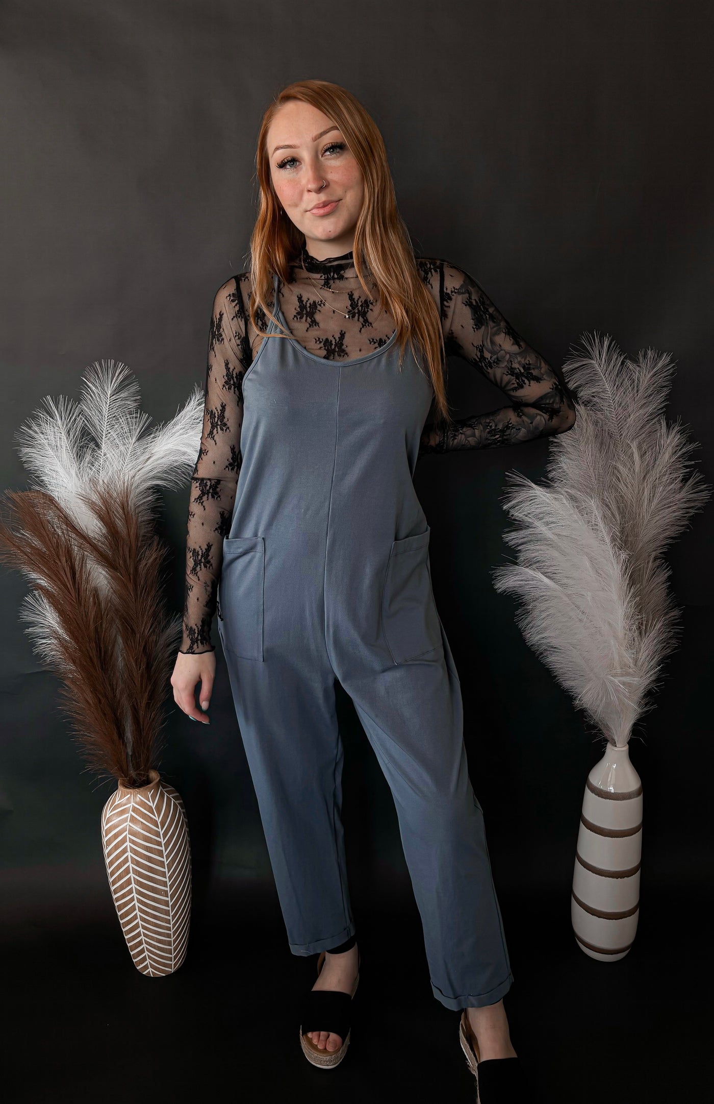 Cotton Relaxed Jumpsuit - Slate