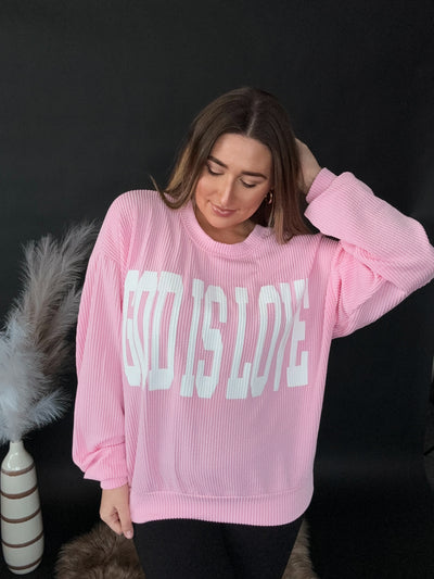 God Is Love Oversized Ribbed Crewneck