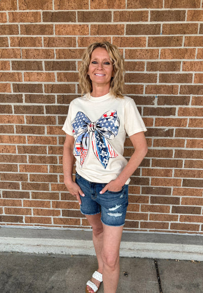 American Bow Flag Graphic Tee-Ivory