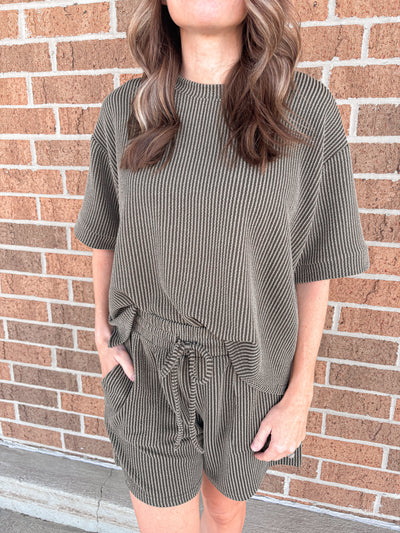 Corded Rib Set - Dk Olive