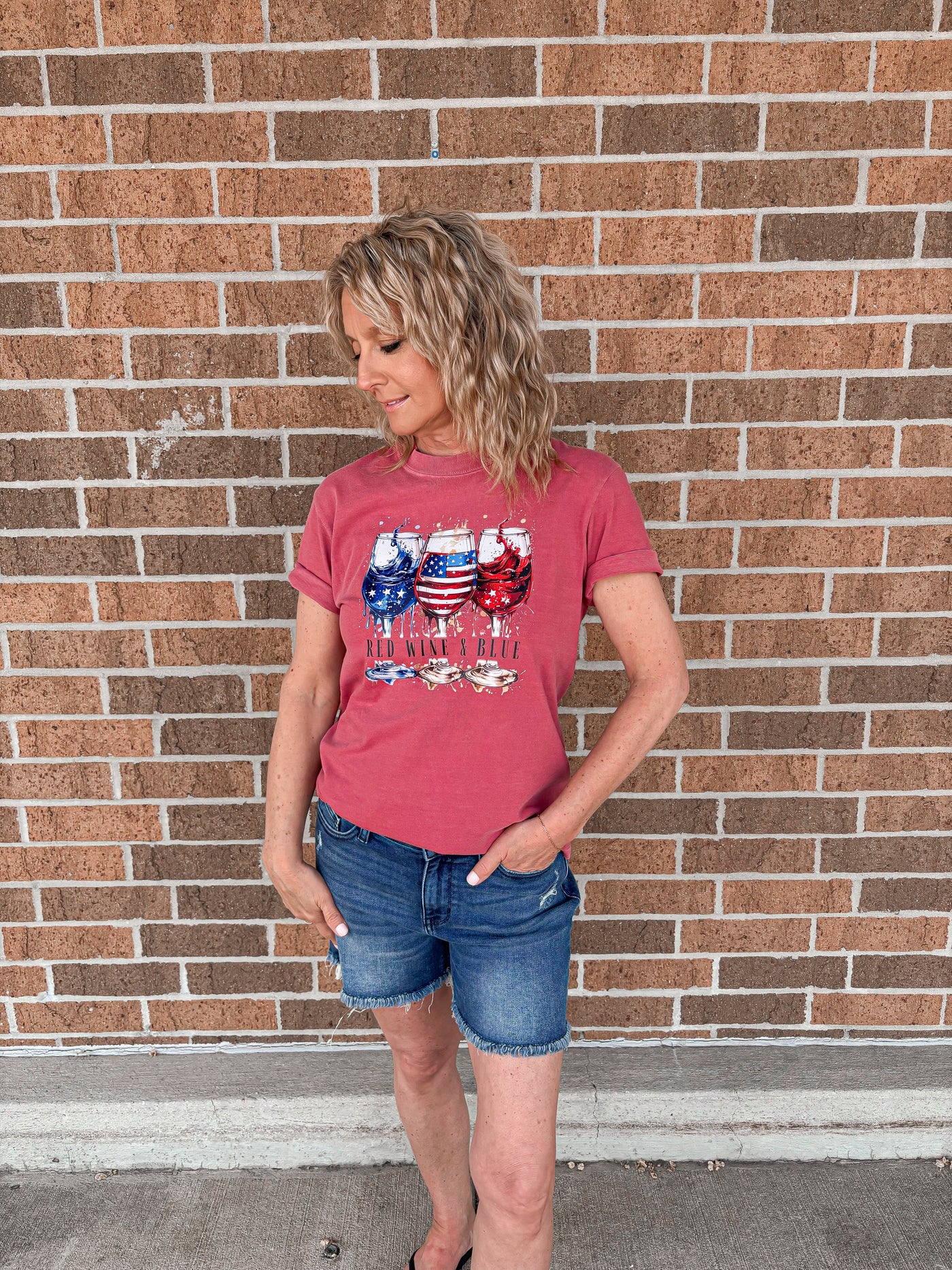 Red Wine & Blue Graphic Tee-Chili Red - FINAL SALE