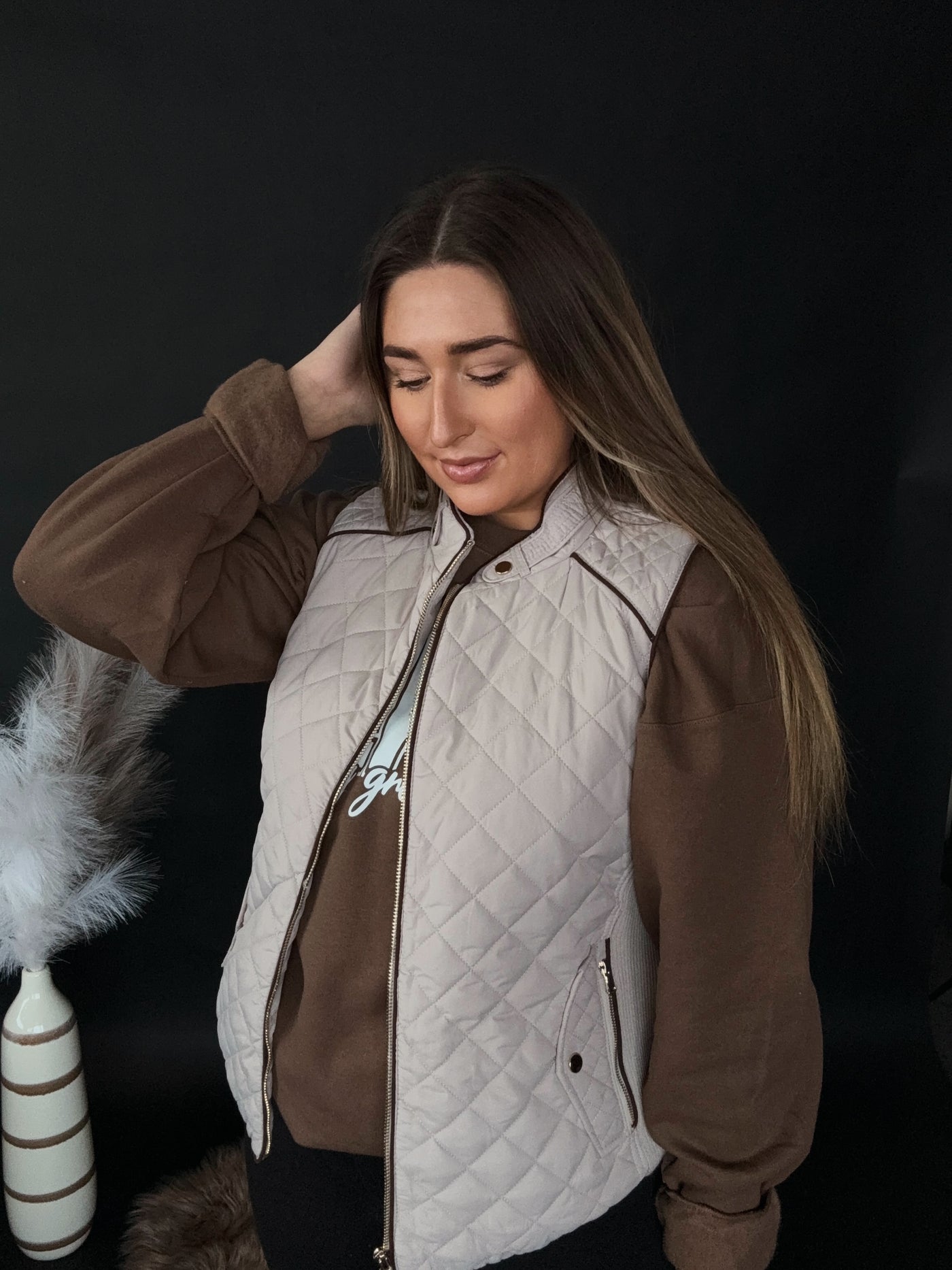 Piper Padded Vest - Pale Taupe