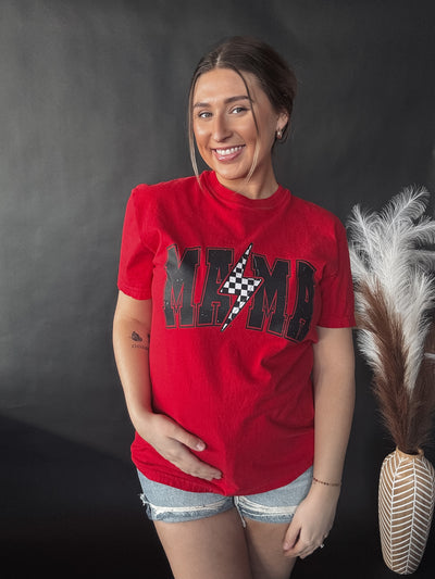 Mama Checkered Bolt Tee