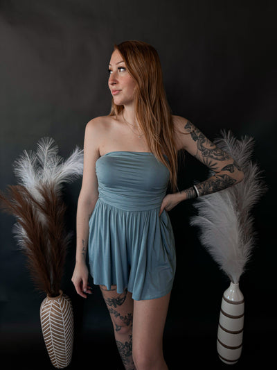 Tube Top Romper - Blue Grey