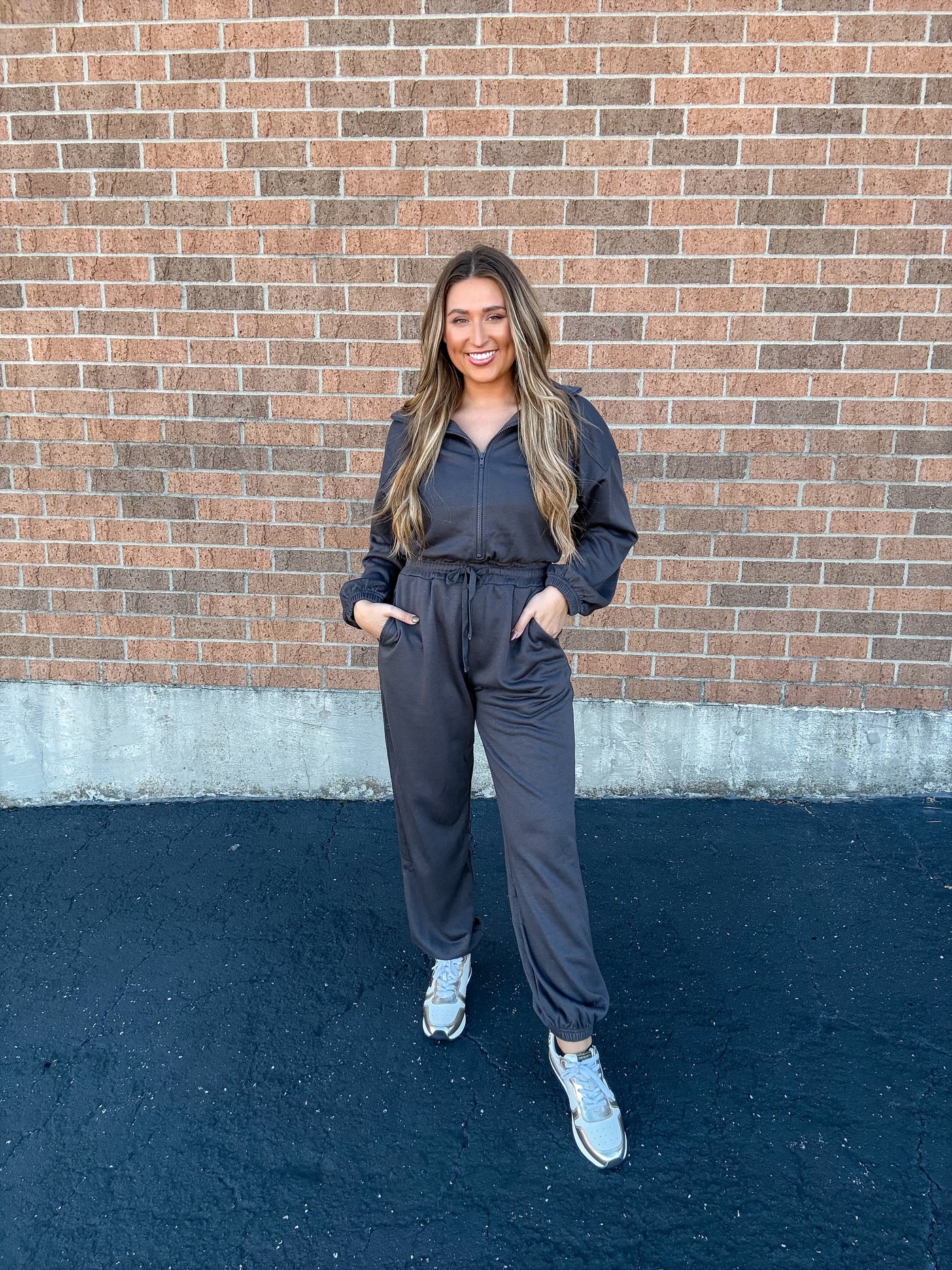 Half Zip Ash Jumpsuit