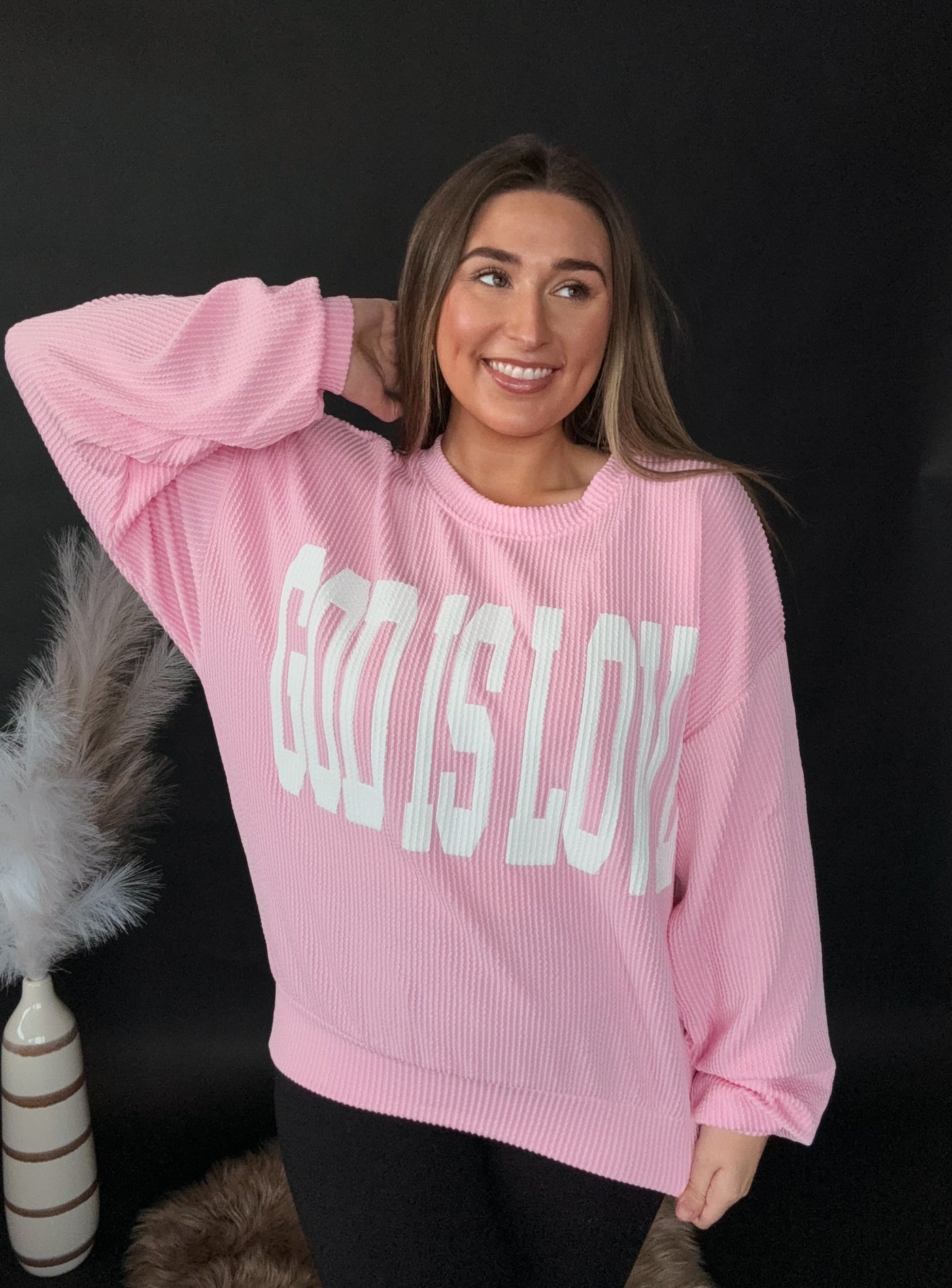 God Is Love Oversized Ribbed Crewneck