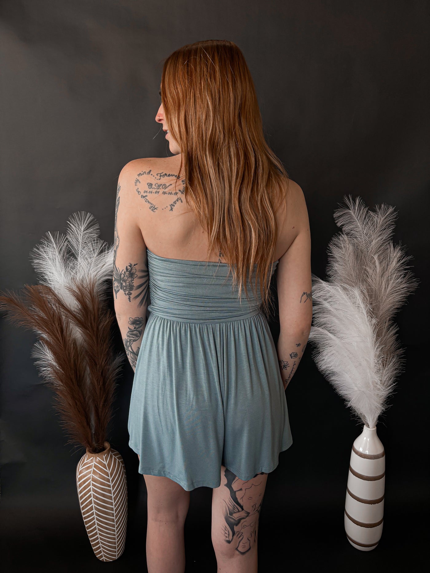 Tube Top Romper - Blue Grey