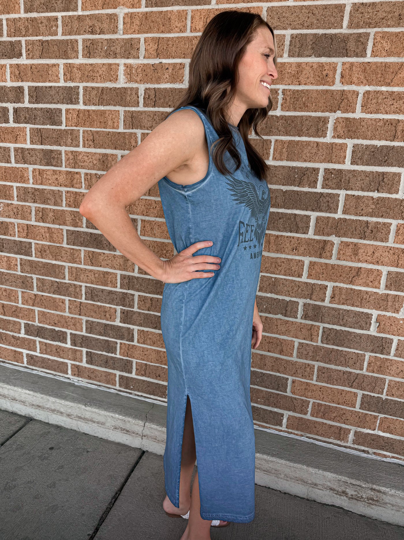Free Bird Vintage Graphic Dress - Blue