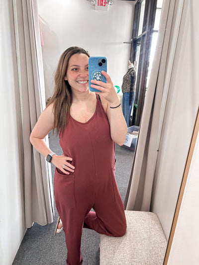 Cotton Relaxed Jumpsuit - Deep Berry