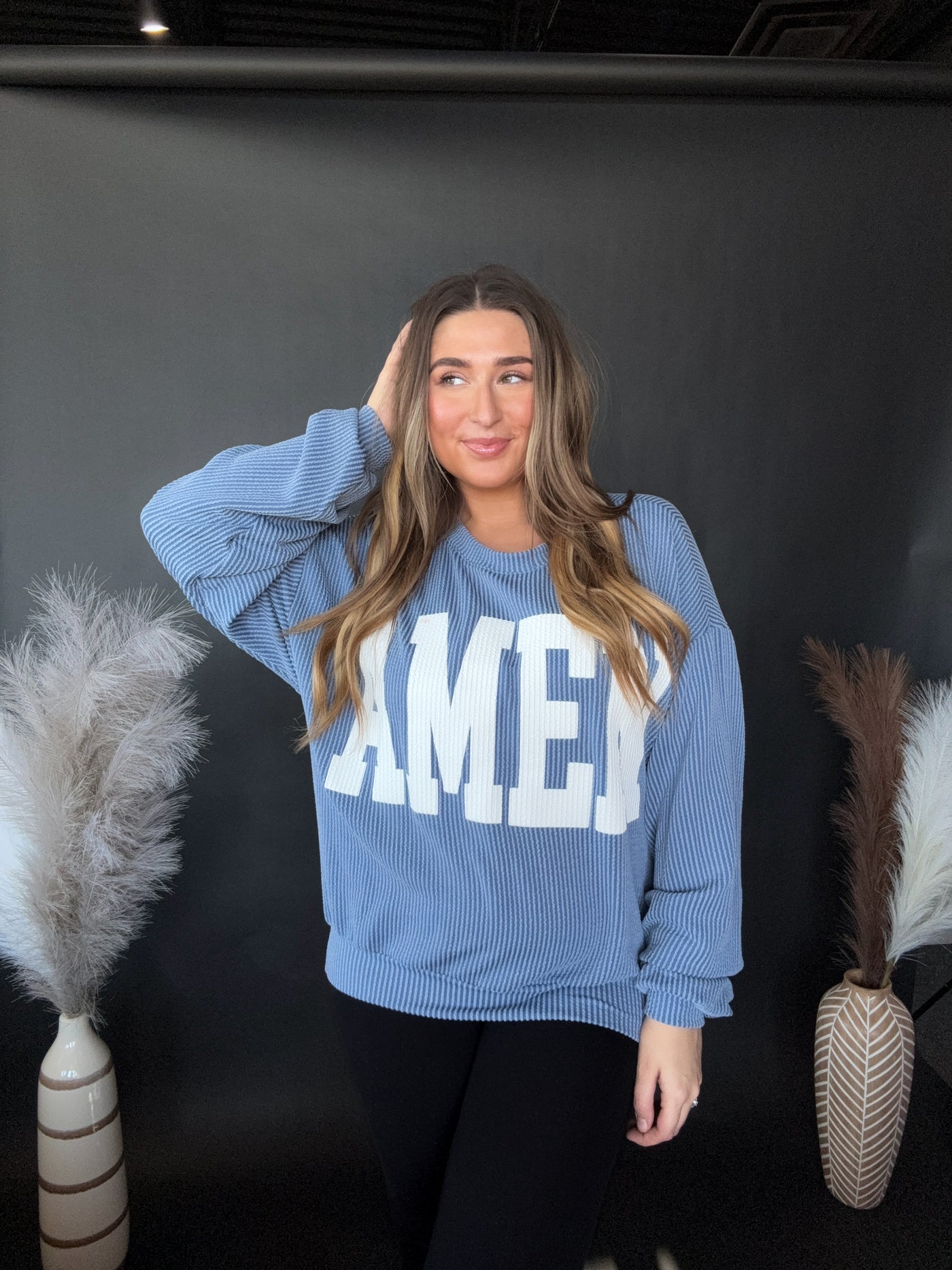 "Amen" Oversized Ribbed Crewneck