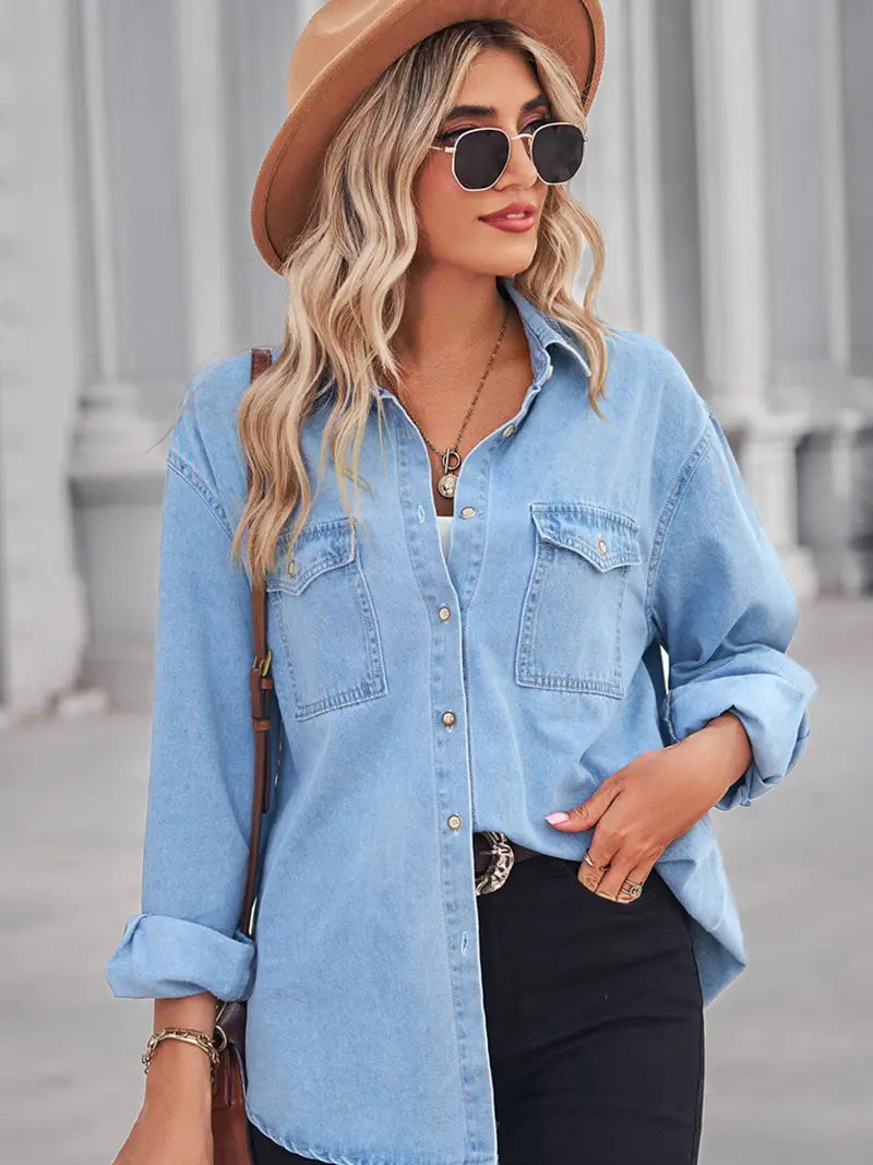 Claire Long Sleeve  Denim Top