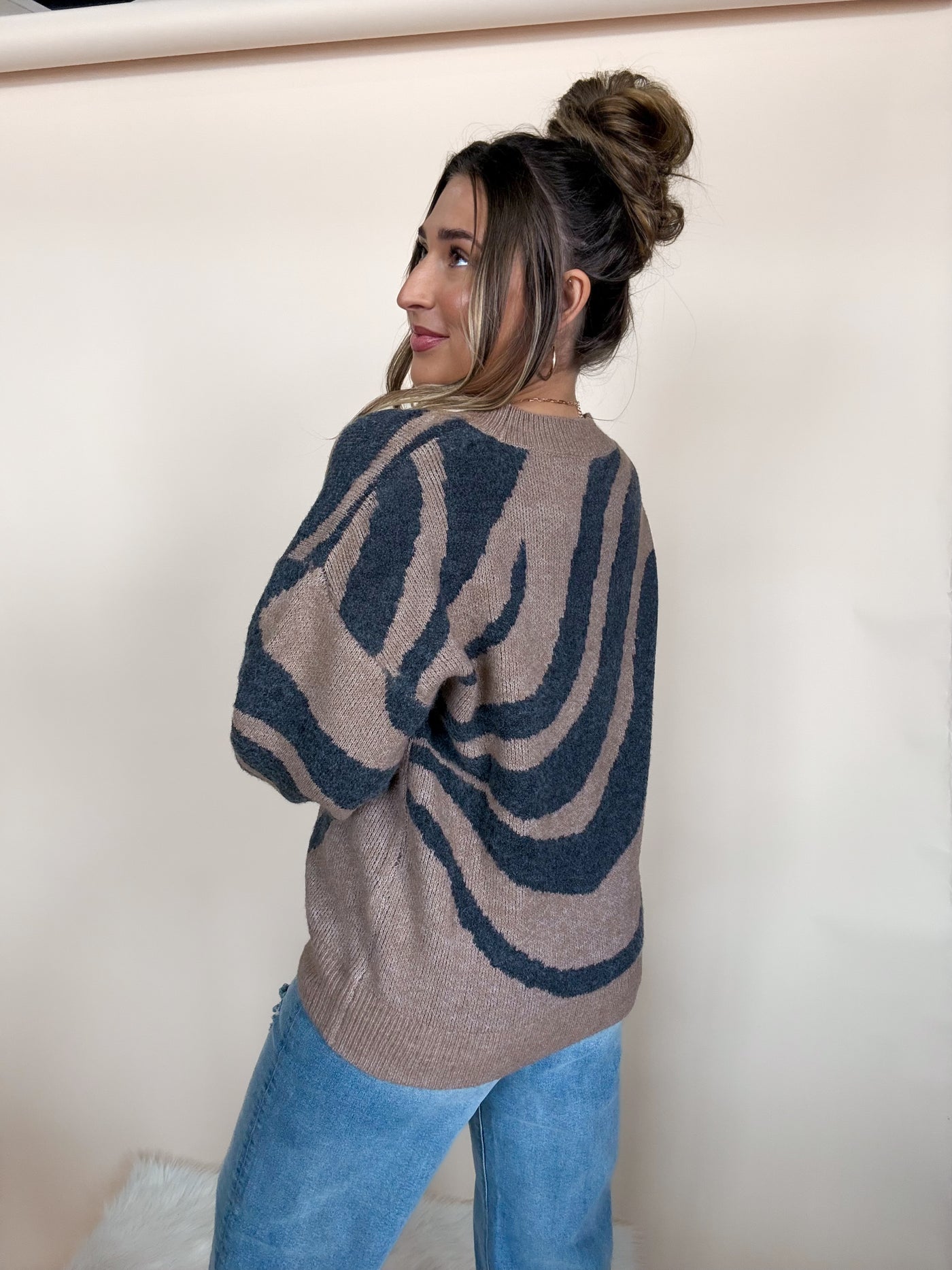 Zebra Print Knit Sweater