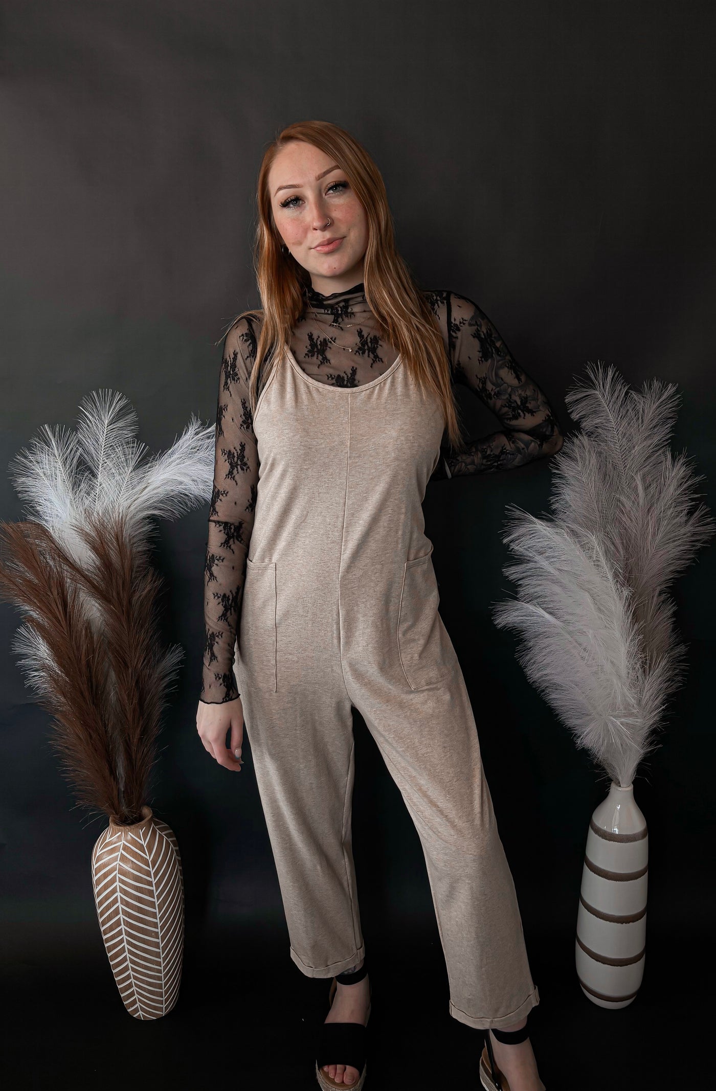 Cotton Relaxed Jumpsuit - Dk Oatmeal