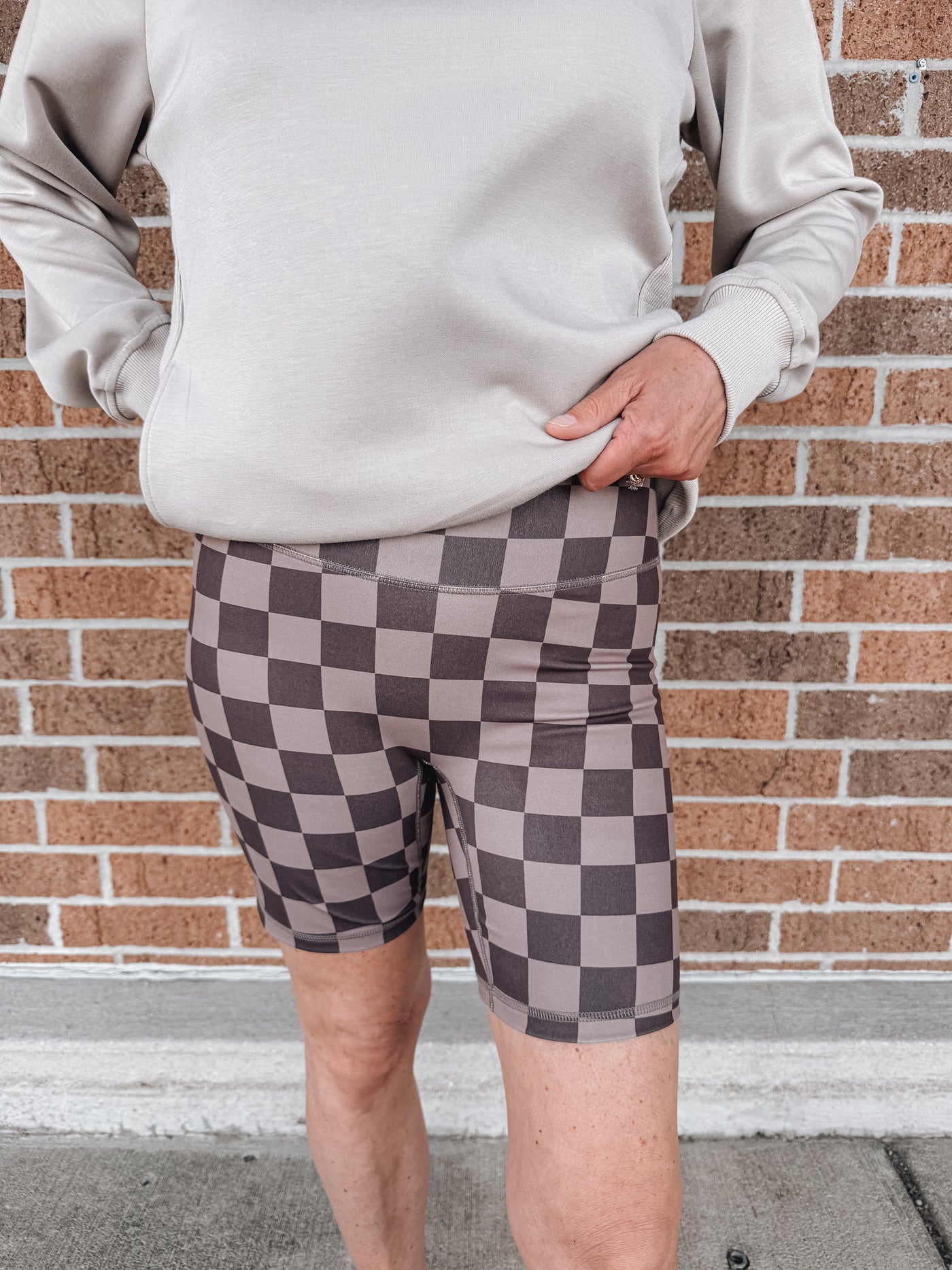 Checkered Biker Shorts - Chocolate