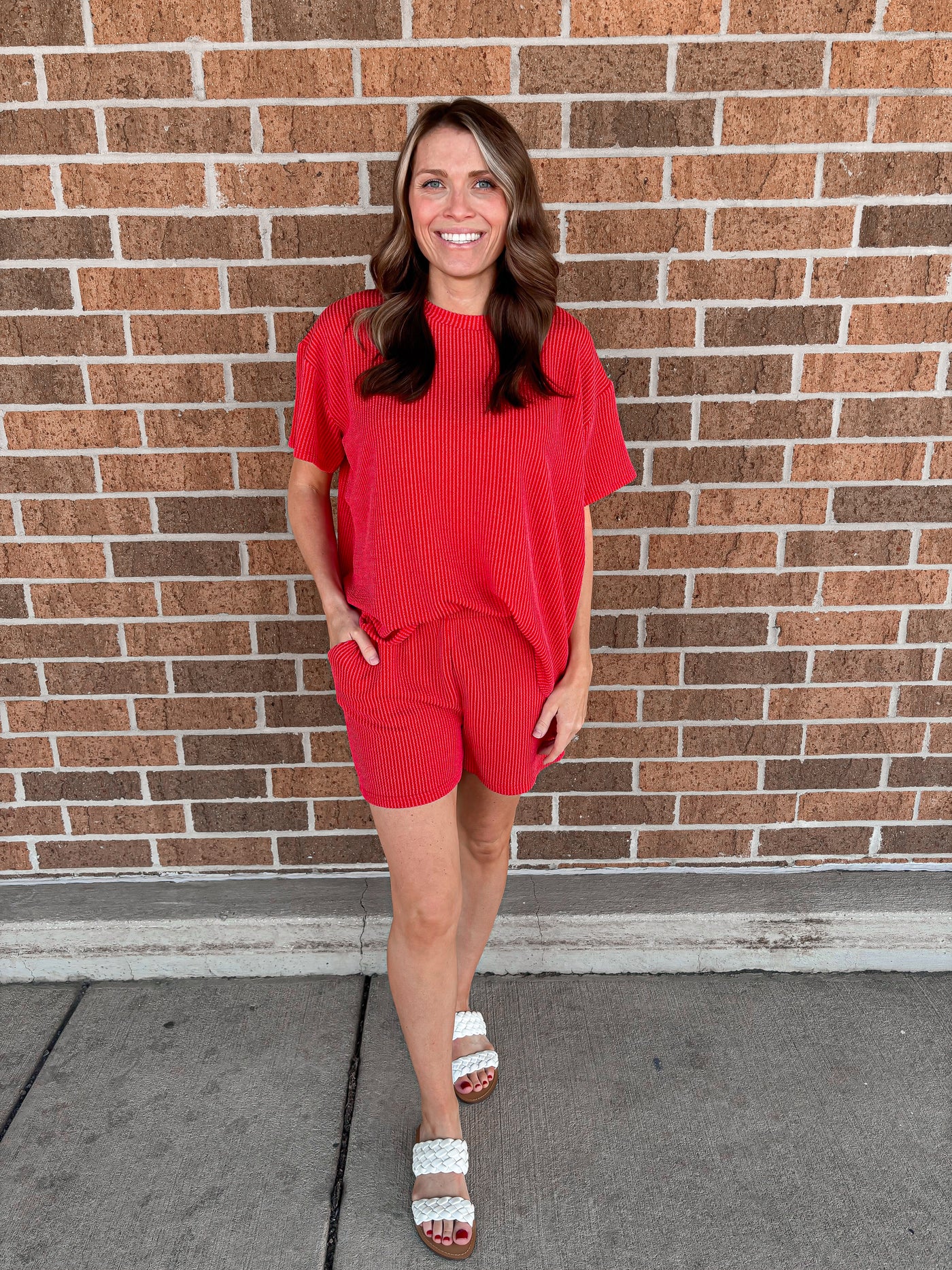 Corded Two Piece Set - Red
