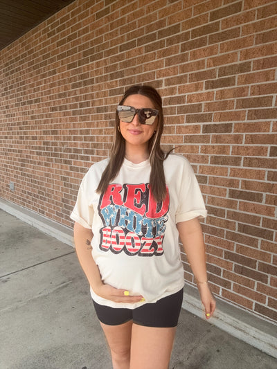 Red White Boozy Retro Graphic Tee - FINAL SALE