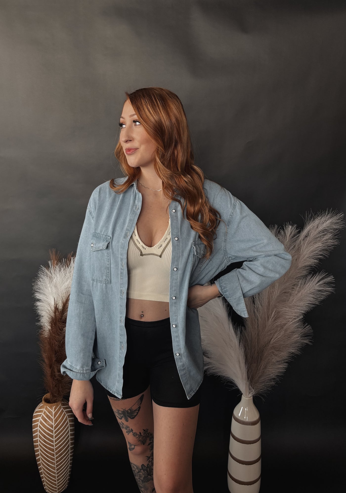 Claire Long Sleeve  Denim Top