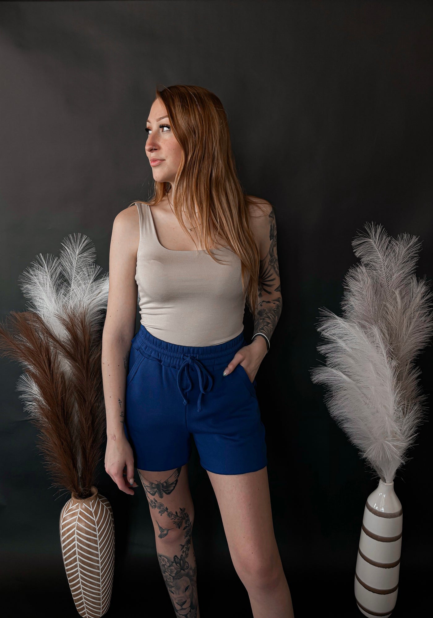 Double Layer Square Neck Tank Top - Fog