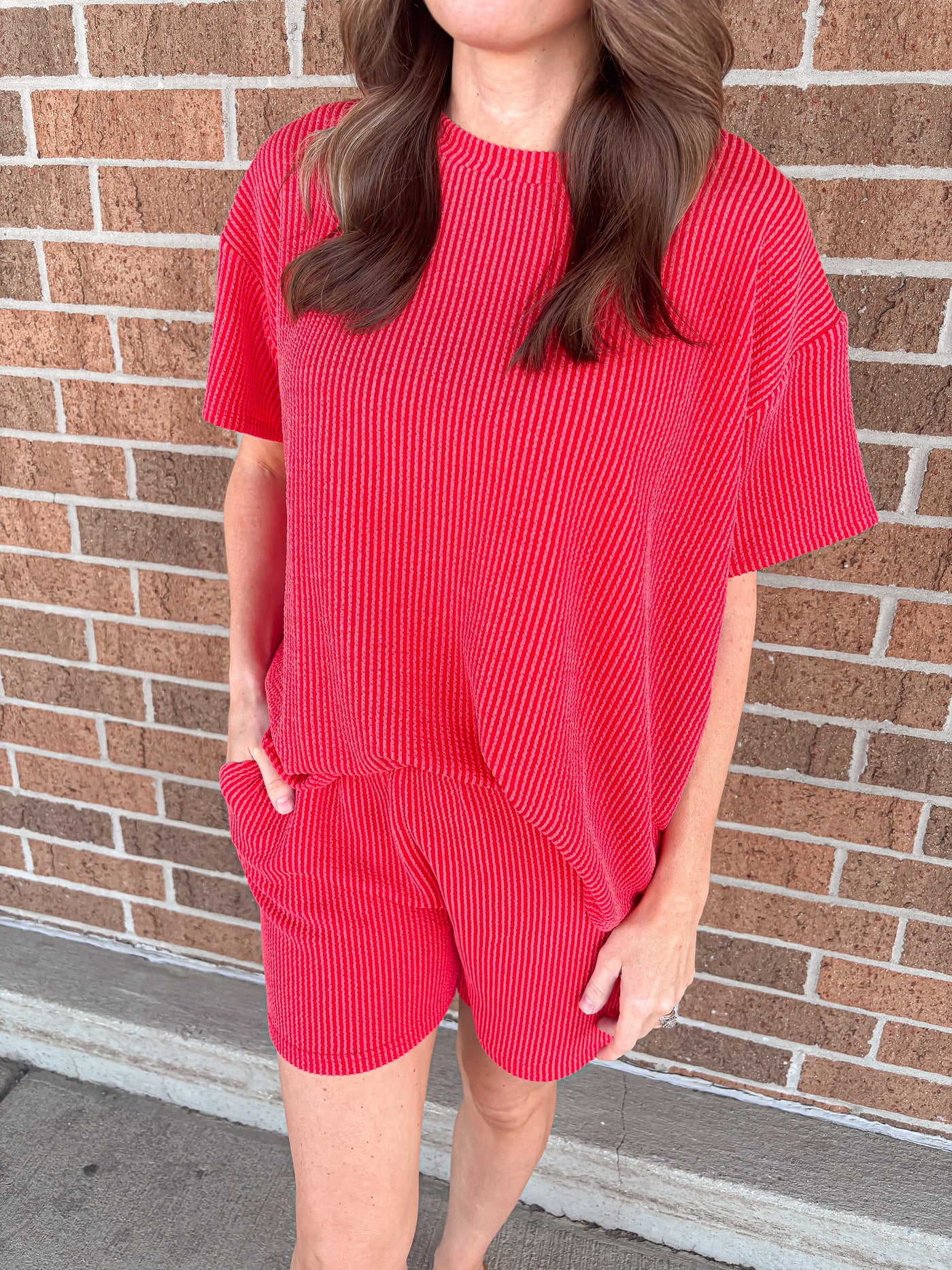 Corded Two Piece Set - Red