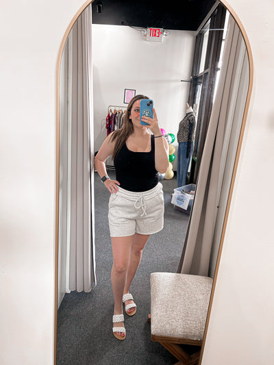 High Waisted Fleece Shorts - H Grey- FINAL SALE