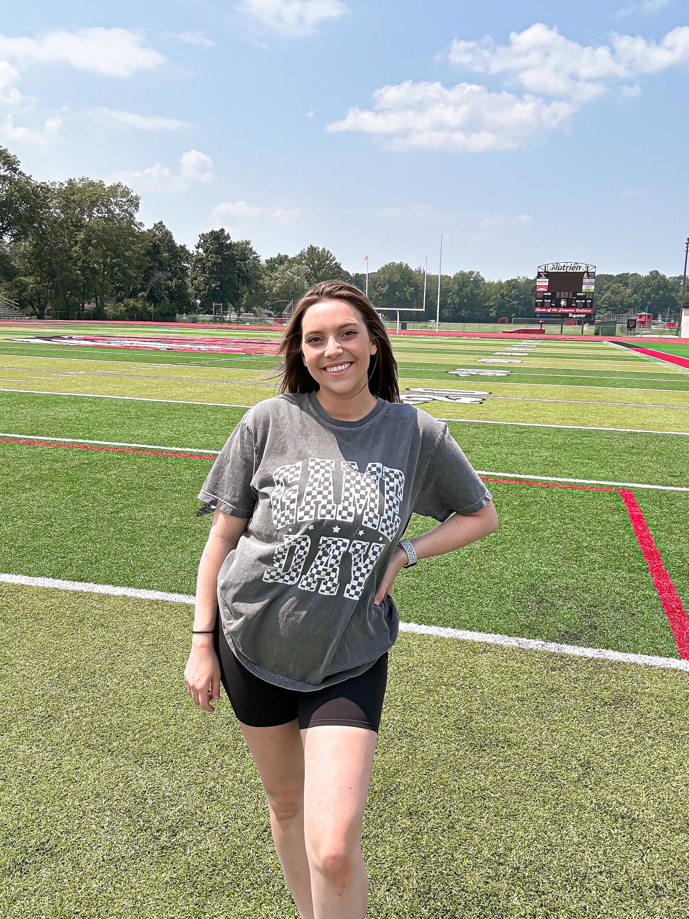 Game Day Checkered Tee - Pepper