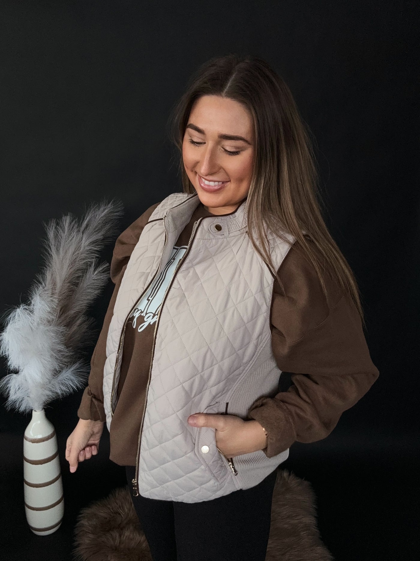 Piper Padded Vest - Pale Taupe