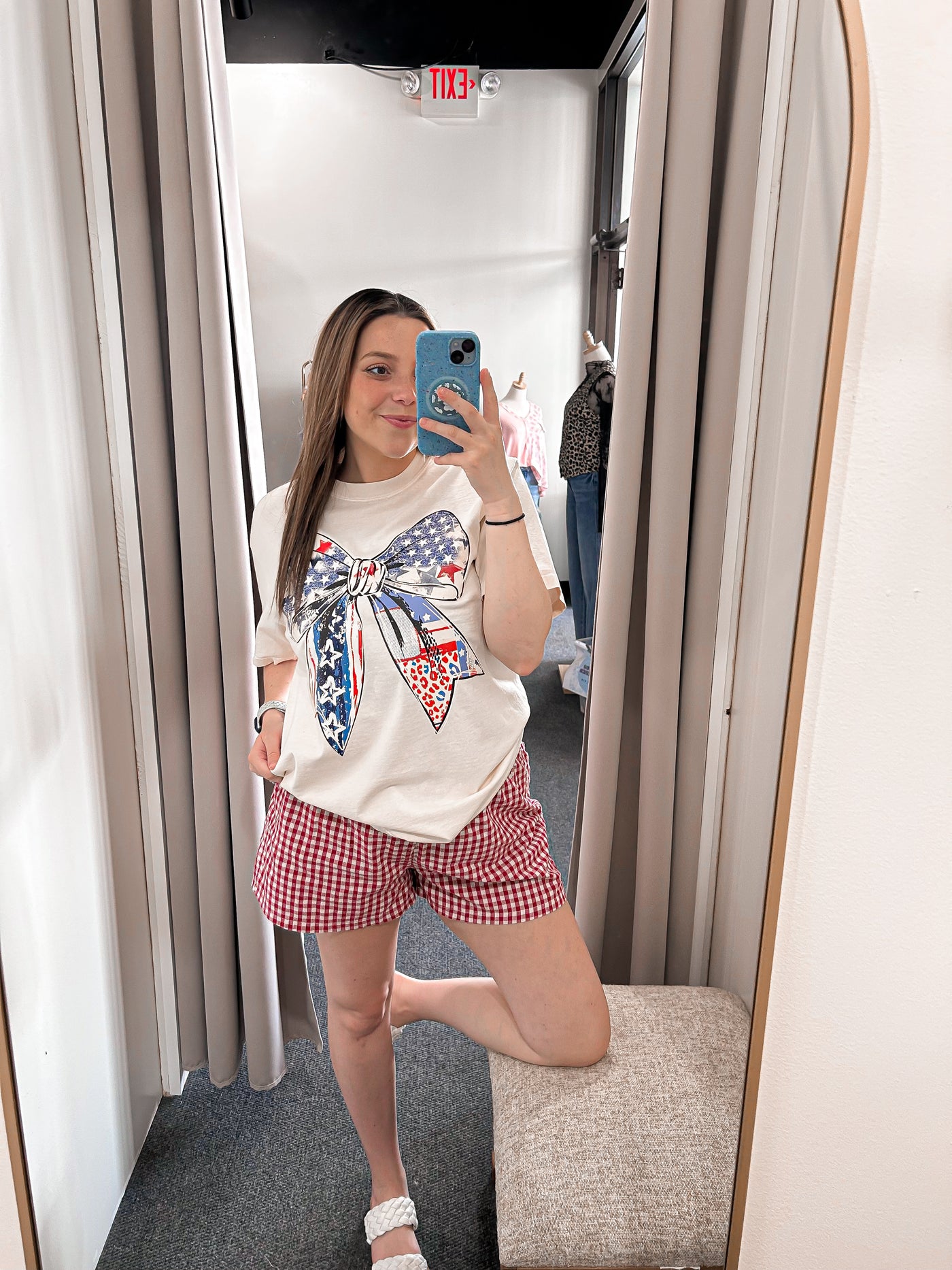 American Bow Flag Graphic Tee-Ivory