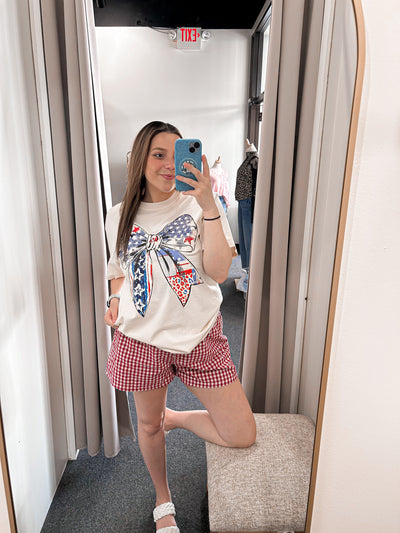 American Bow Flag Graphic Tee-Ivory