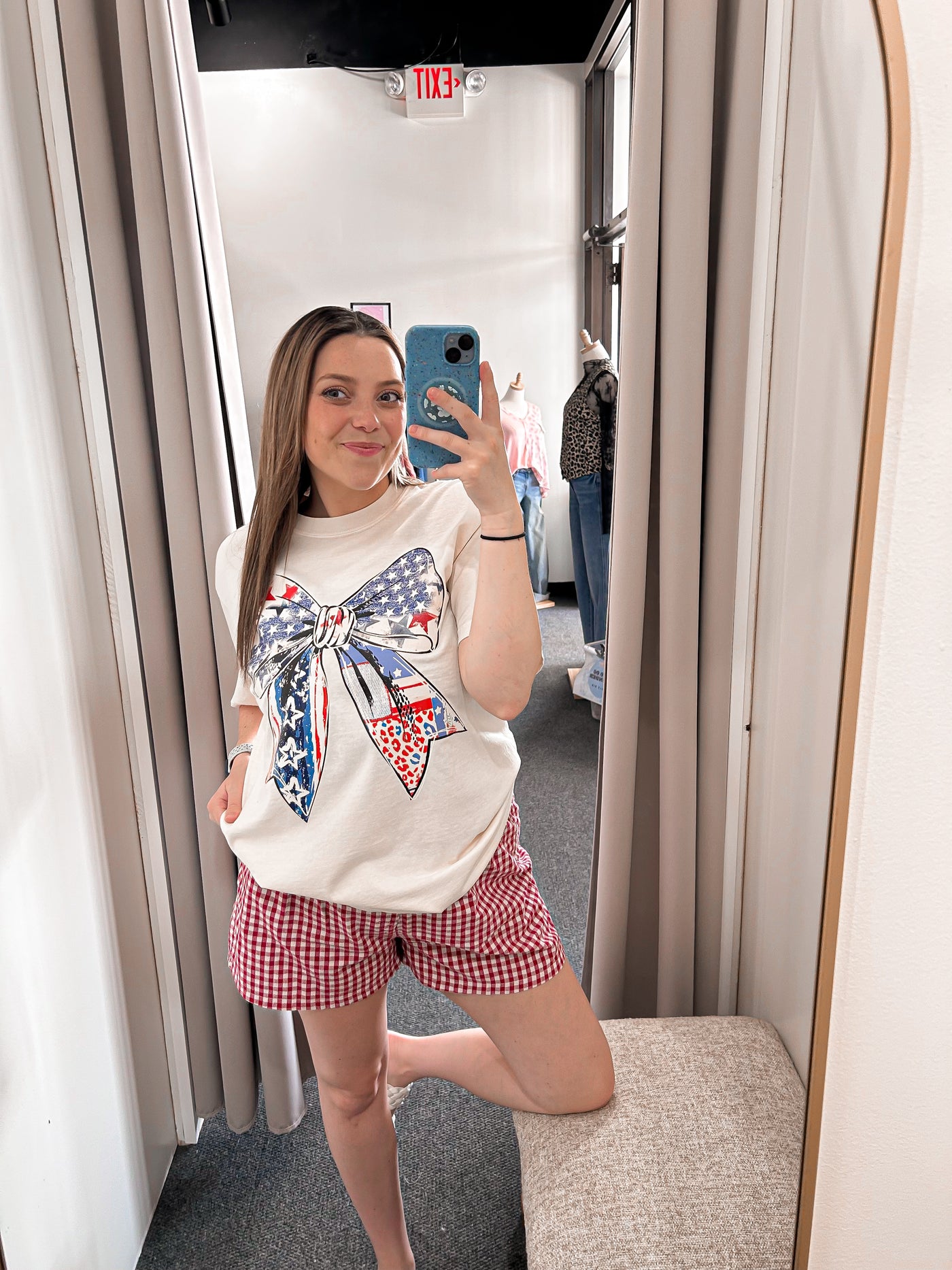 American Bow Flag Graphic Tee-Ivory