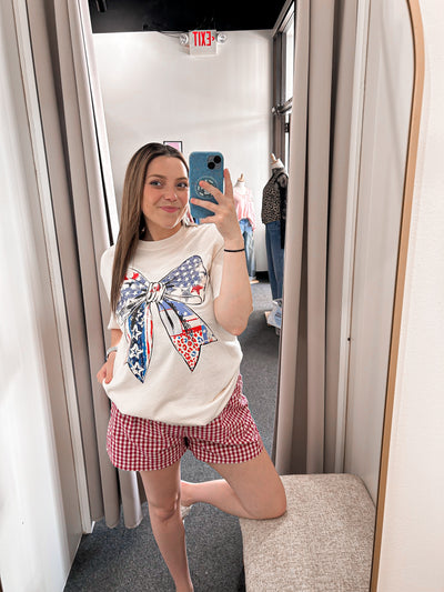 American Bow Flag Graphic Tee-Ivory