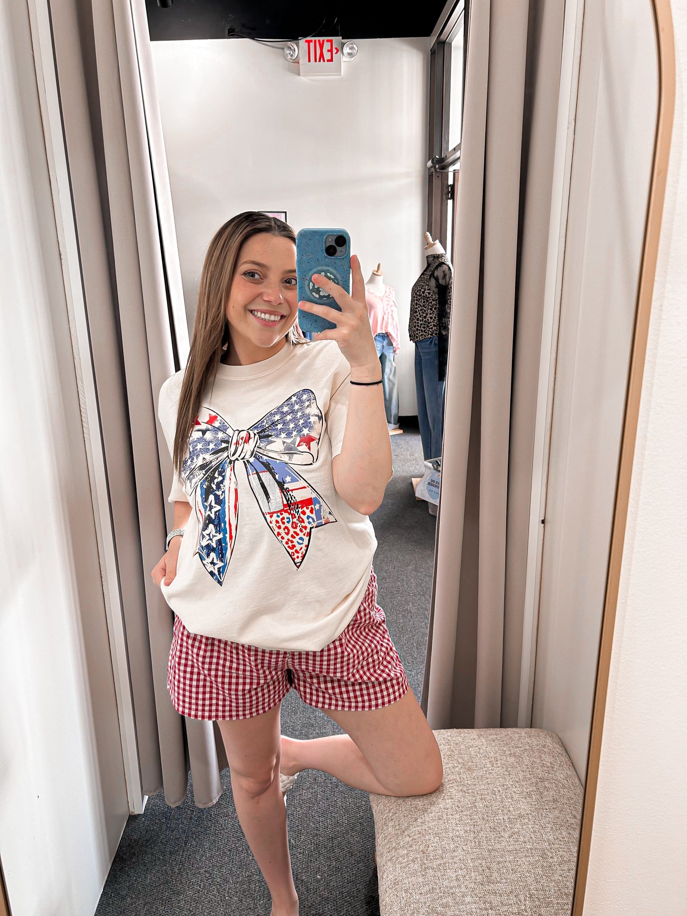 American Bow Flag Graphic Tee-Ivory