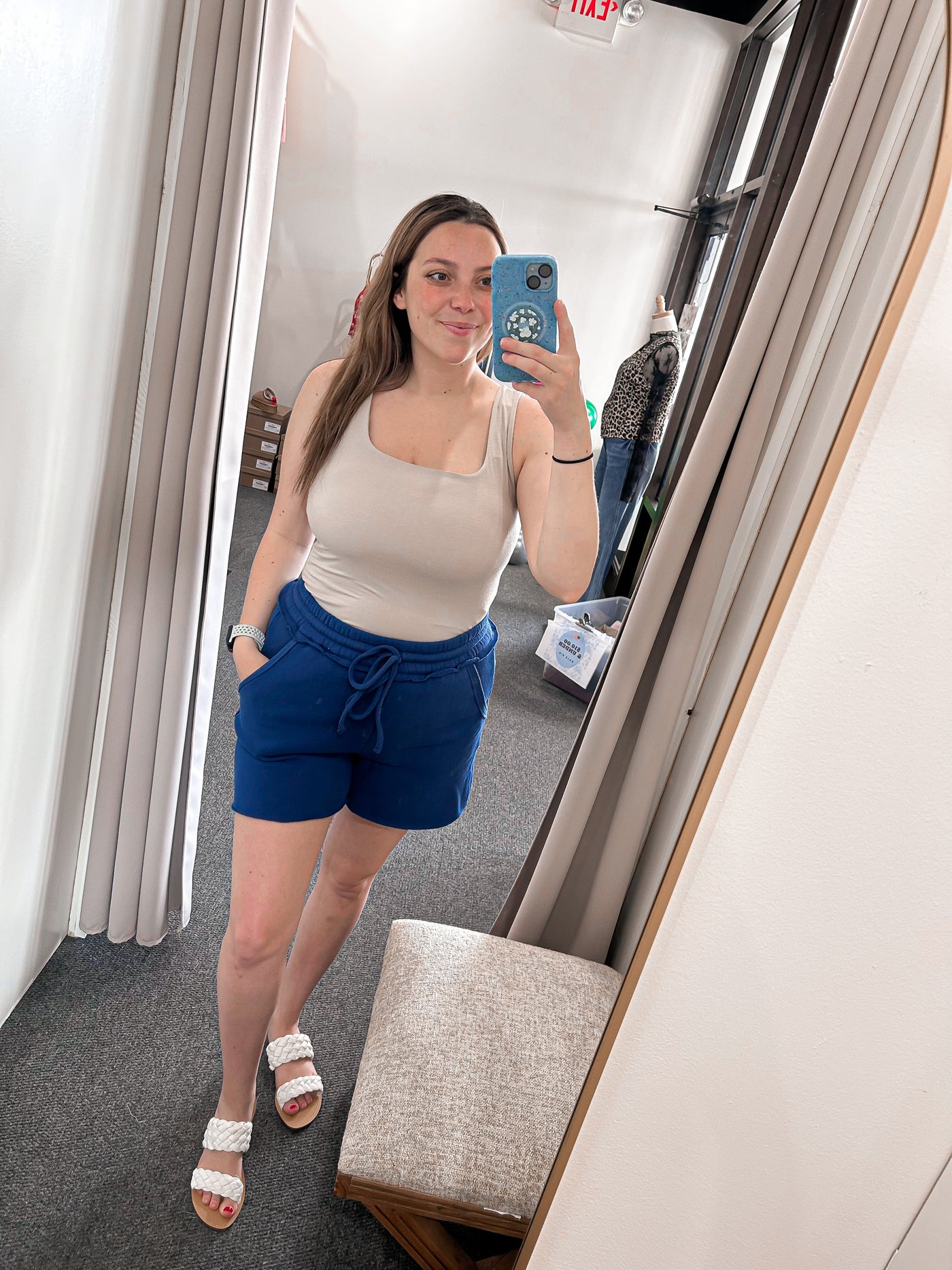 Double Layer Square Neck Tank Top - Fog